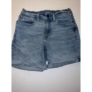 a.n.a Denim Raw Hem High Rise Midi Short 5" Inseam Size 2 Cotton Pocket Blue